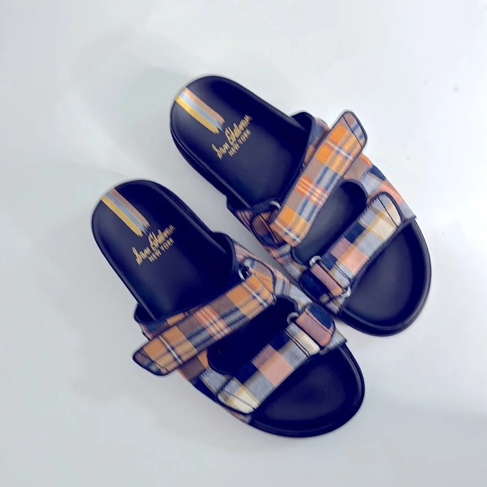 Sam Edelman Multicolor Slide Sandals Lug Soles Slip On Velcro Closure Size 7.5 - Picture 8 of 8